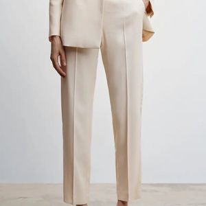 Mango Straight suit pants in off white
